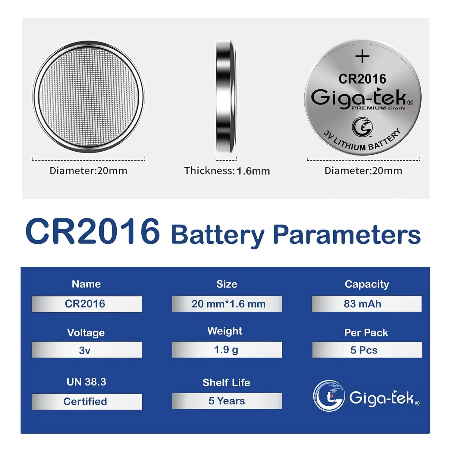 Gigatek Cmos Battery 3V CR2016 view 2